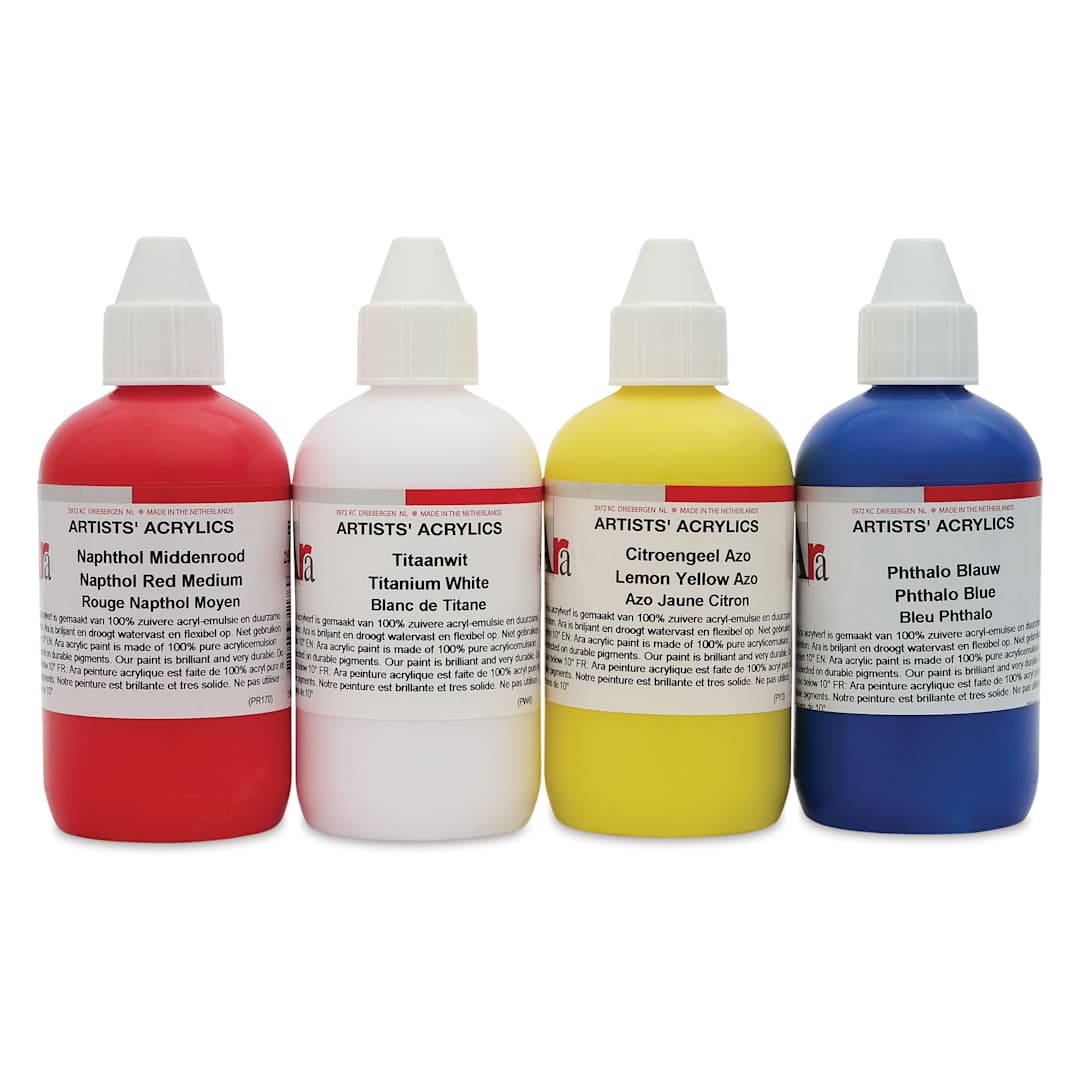 Open in modal - Ara Artists’ Acrylic Paints - Set of 4, Primary Colors, 250 ml