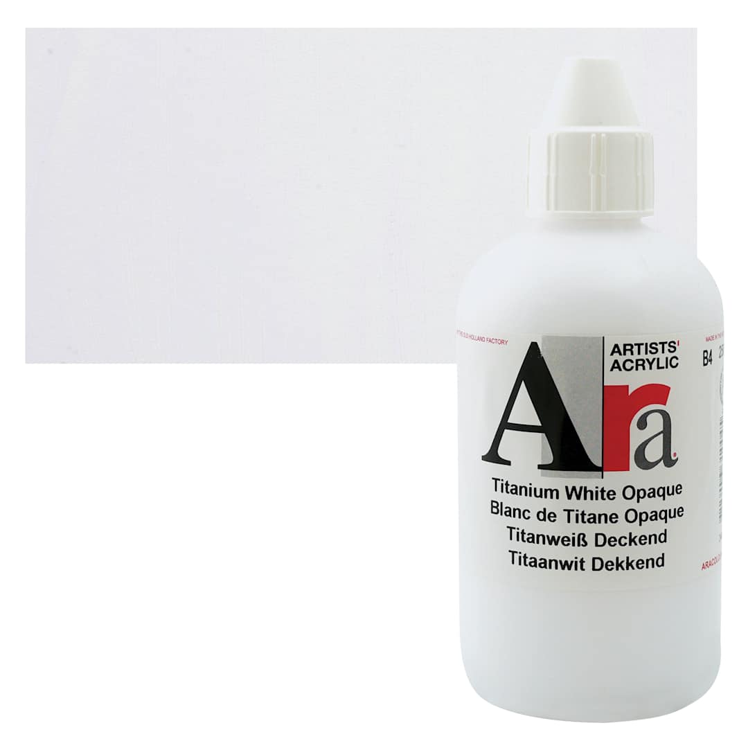 Open in modal - Ara Artists’ Acrylic Paint - Opaque Titanium White, 250 ml bottle and swatch