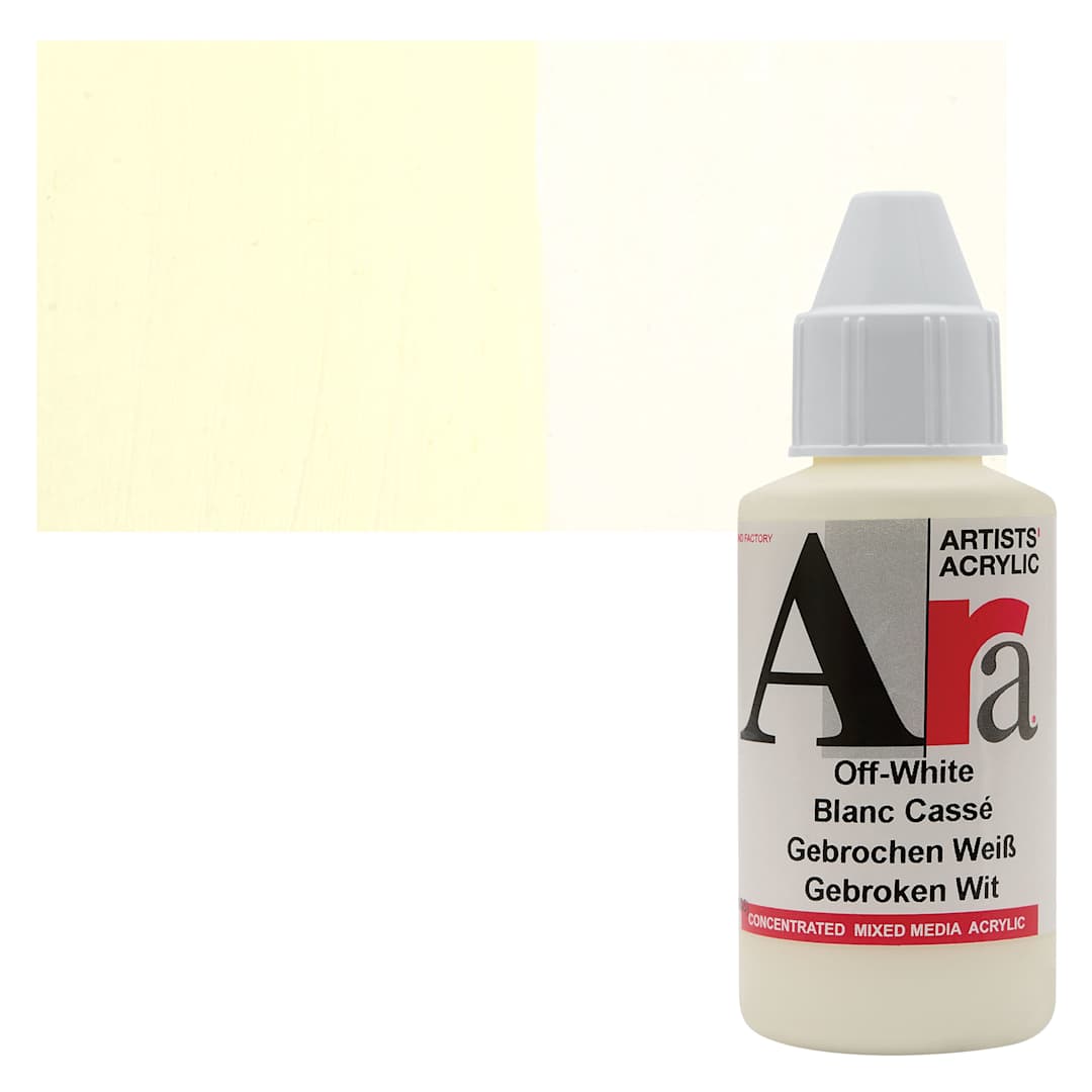 Open in modal - Ara Artists’ Acrylic Paint - Off White, 100 ml bottle and swatch