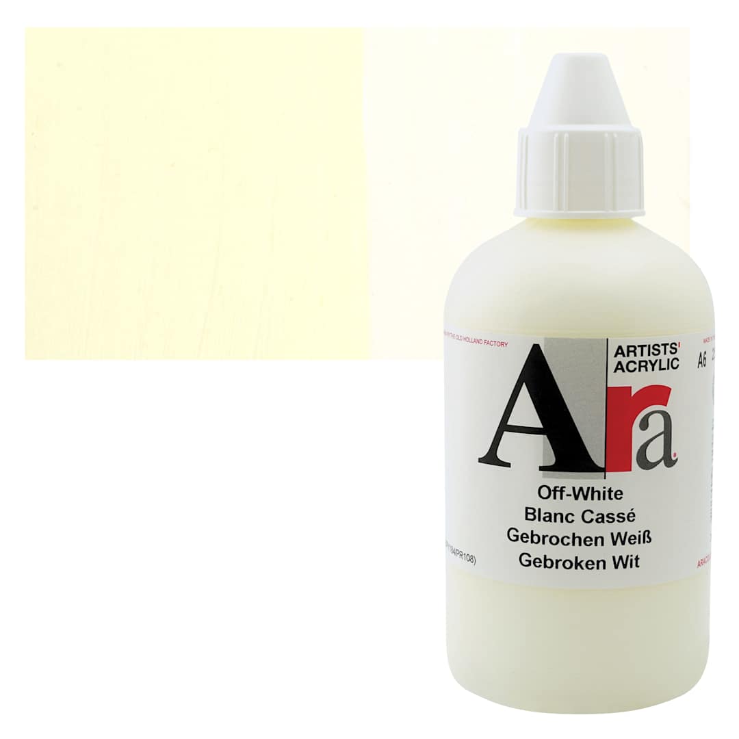 Open in modal - Ara Artists’ Acrylic Paint - Off White, 250 ml bottle and swatch