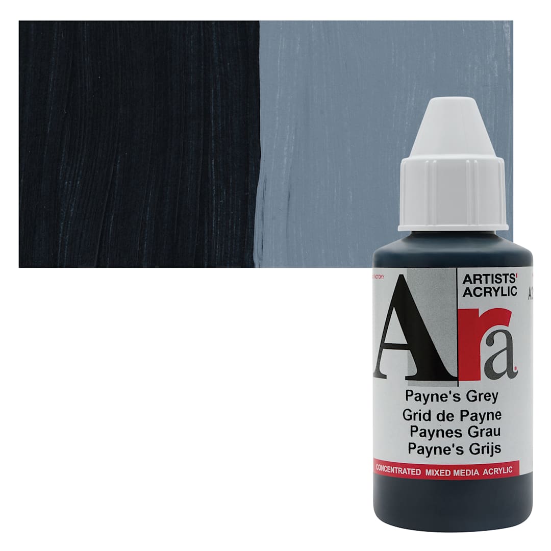 Open in modal - Ara Artists’ Acrylic Paint - Paynes Grey, 100 ml bottle and swatch