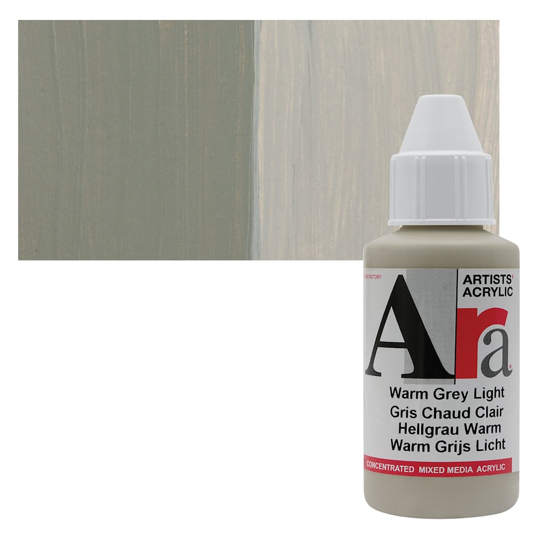 Open in modal - Ara Artists’ Acrylic Paint - Warm Grey Light, 100 ml bottle and swatch