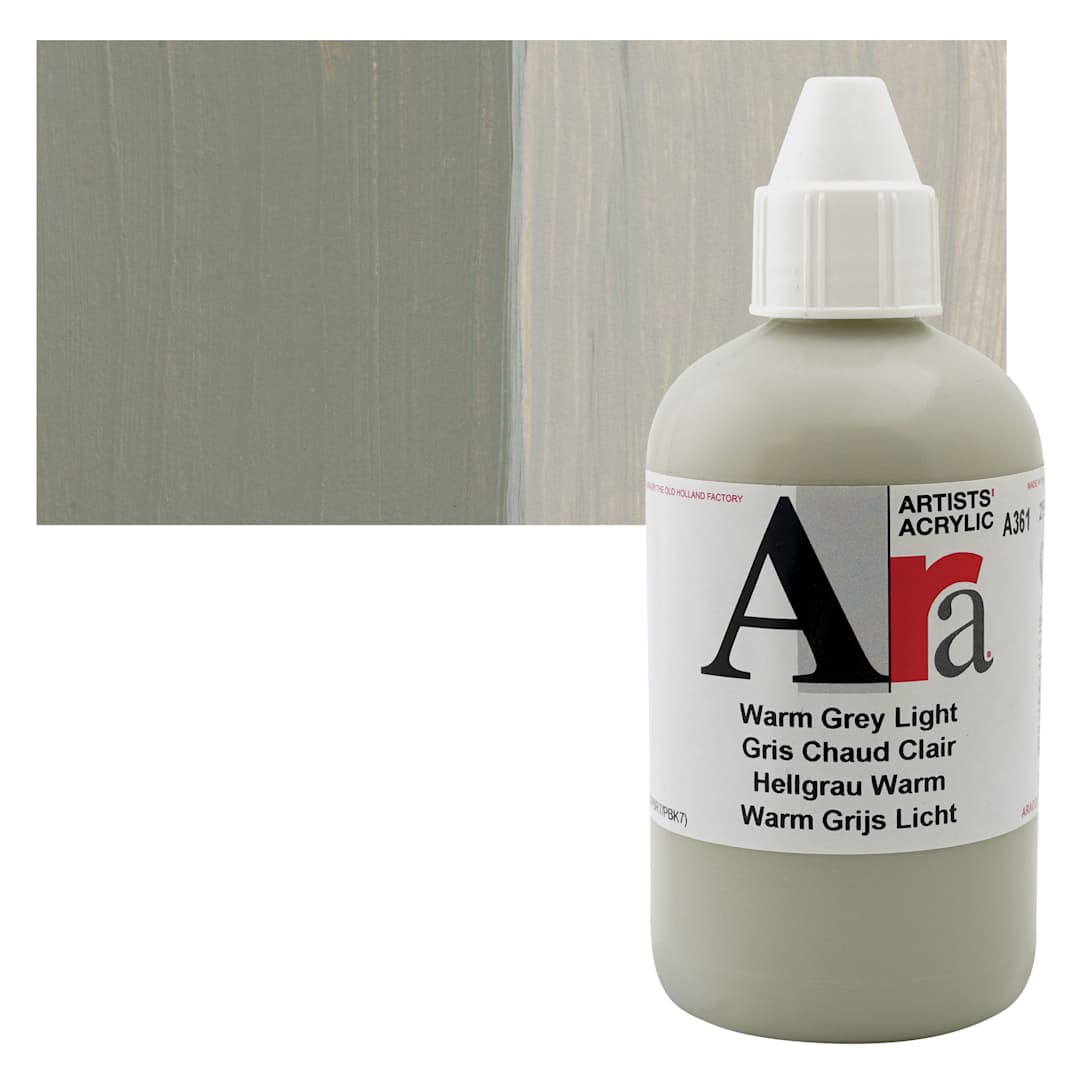 Open in modal - Ara Artists’ Acrylic Paint - Warm Grey Light, 250 ml bottle and swatch