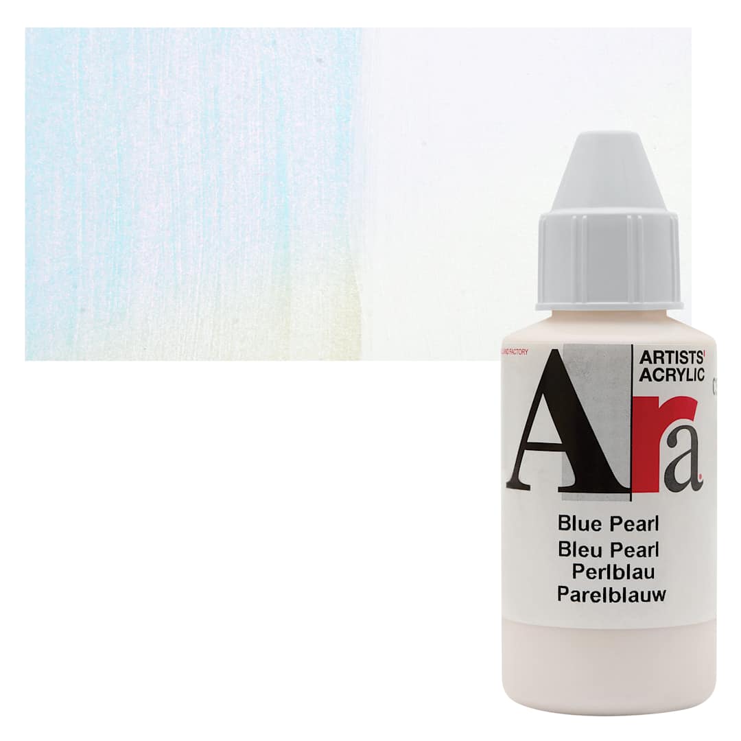 Open in modal - Ara Artists’ Acrylic Paint - Pearl Blue, 100 ml bottle and swatch