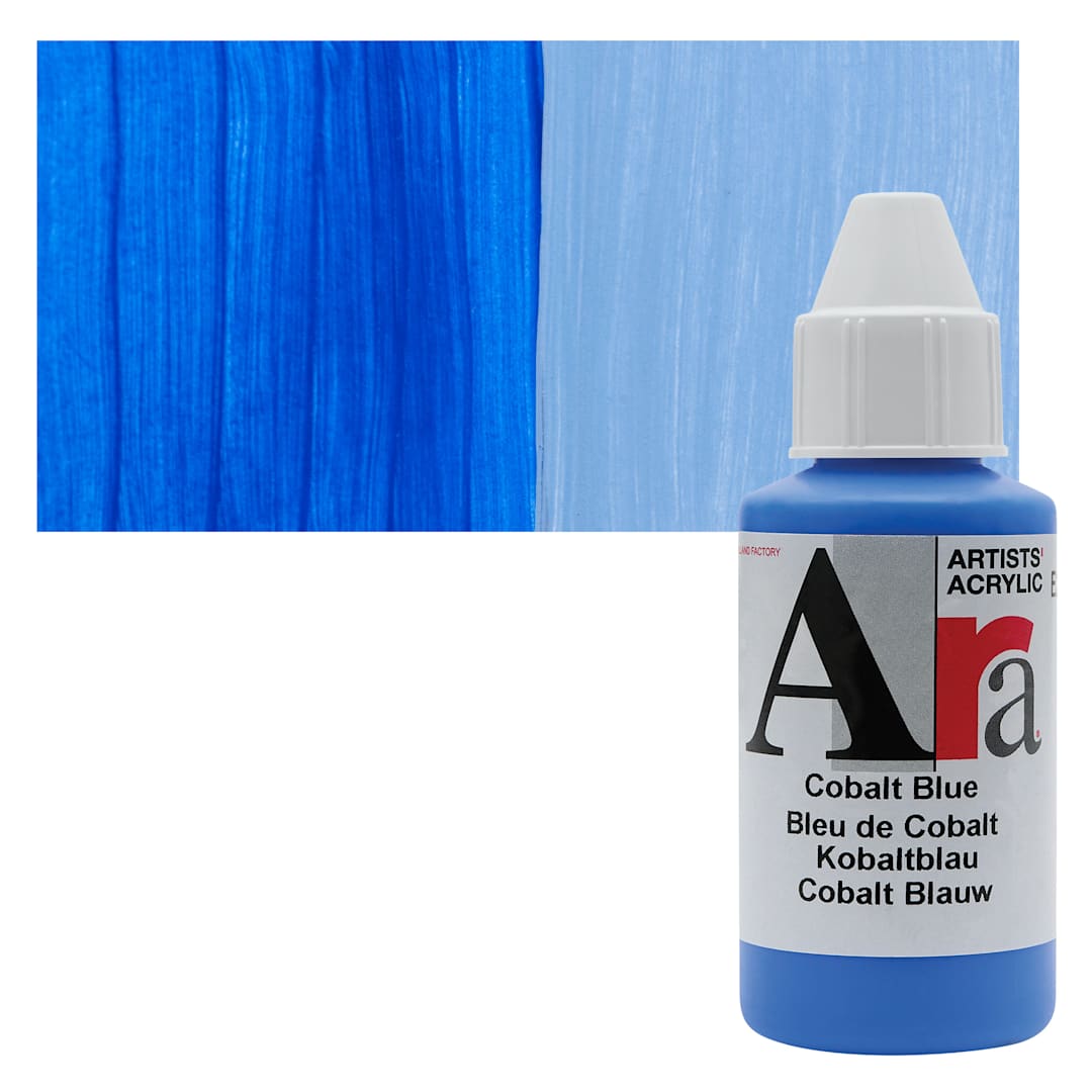 Open in modal - Ara Artists’ Acrylic Paint - Cobalt Blue, 100 ml bottle and swatch
