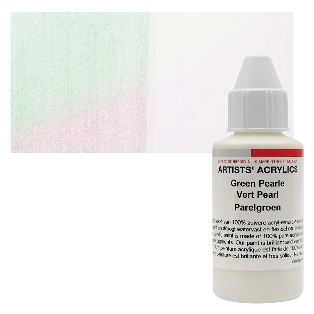 Open in modal - Ara Artists’ Acrylic Paint - Pearl Green, 100 ml bottle and swatch