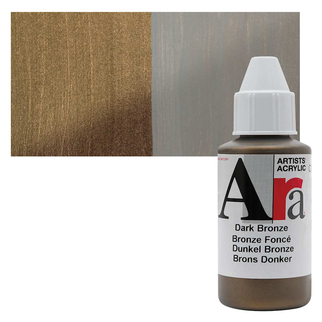 Open in modal - Ara Artists’ Acrylic Paint - Dark Bronze, 100 ml bottle and swatch