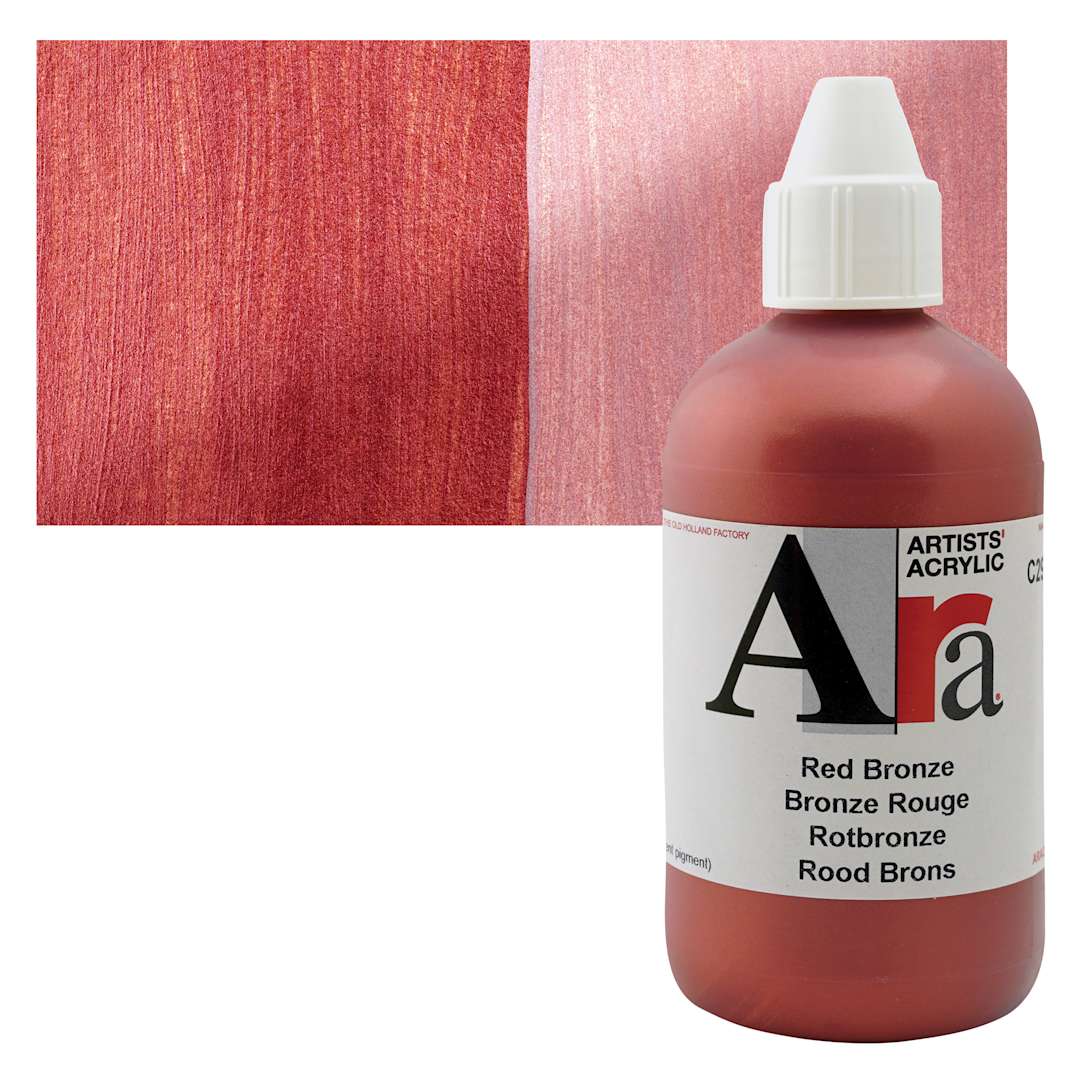 Open in modal - Ara Artists’ Acrylic Paint - Red Bronze, 250 ml bottle and swatch