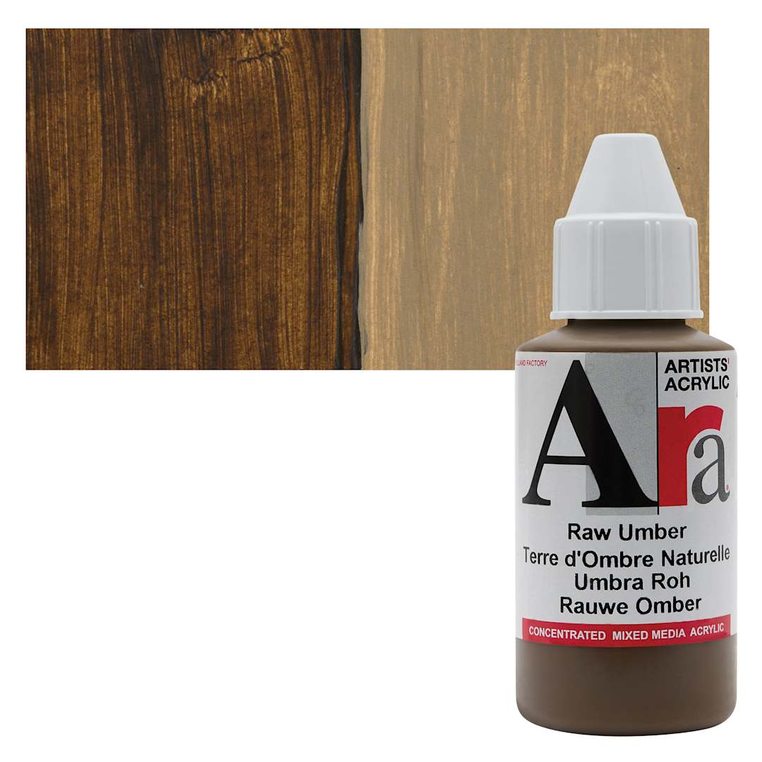 Open in modal - Ara Artists’ Acrylic Paint - Raw Umber, 100 ml bottle and swatch