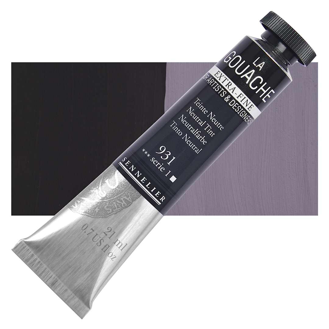 Open in modal - Sennelier Extra Fine Gouache - Neutral Tint, 21 ml Tube and swatch