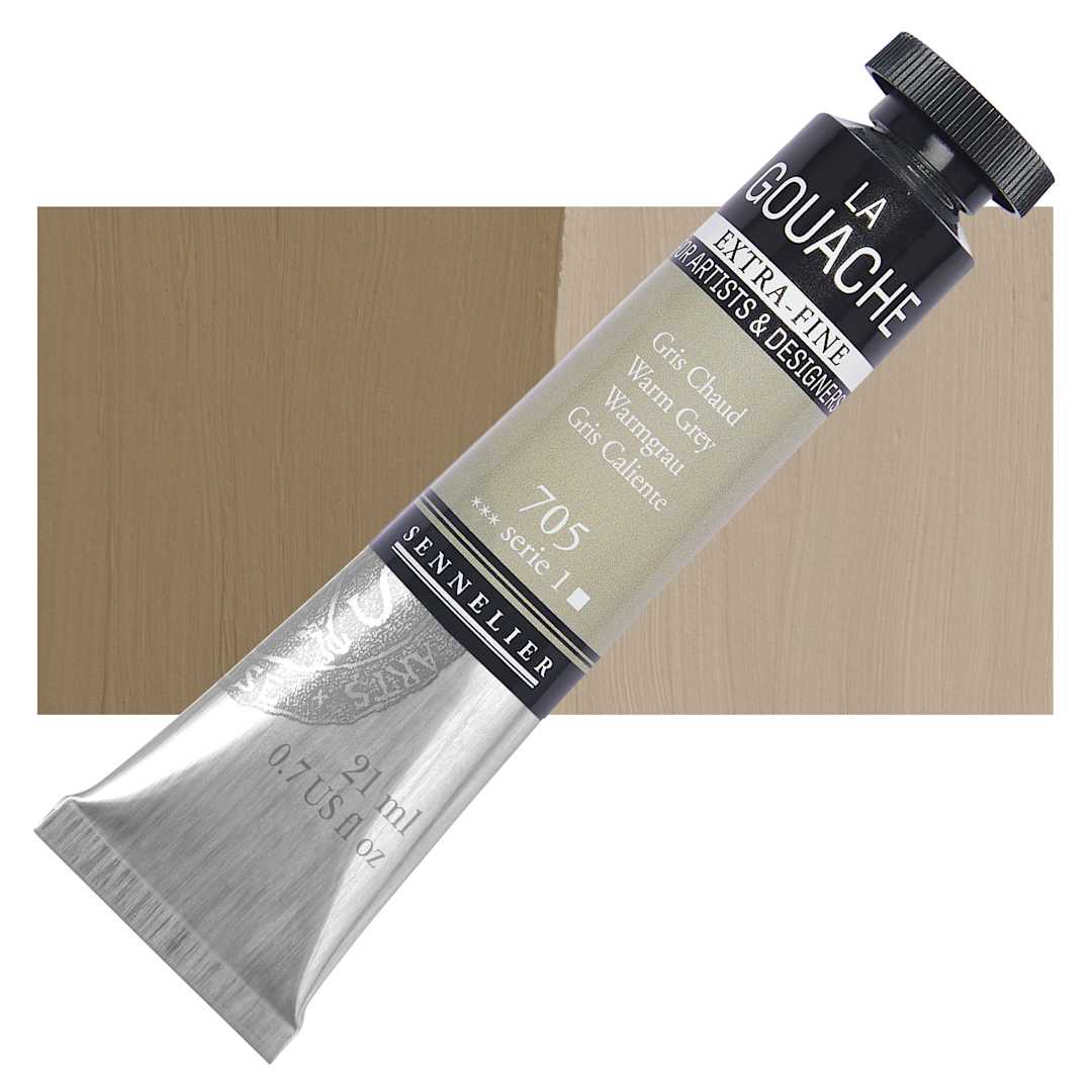 Open in modal - Sennelier Extra Fine Gouache - Warm Grey, 21 ml Tube and swatch