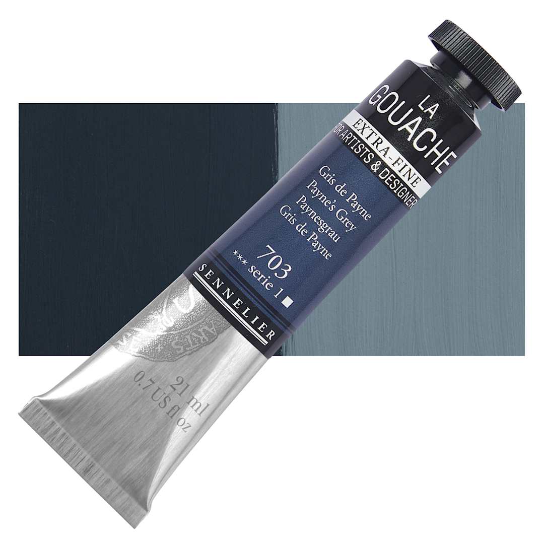 Open in modal - Sennelier Extra Fine Gouache - Payne’s Grey, 21 ml Tube and swatch