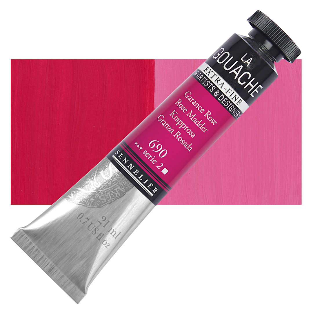 Open in modal - Sennelier Extra Fine Gouache - Rose Madder, 21 ml Tube and swatch