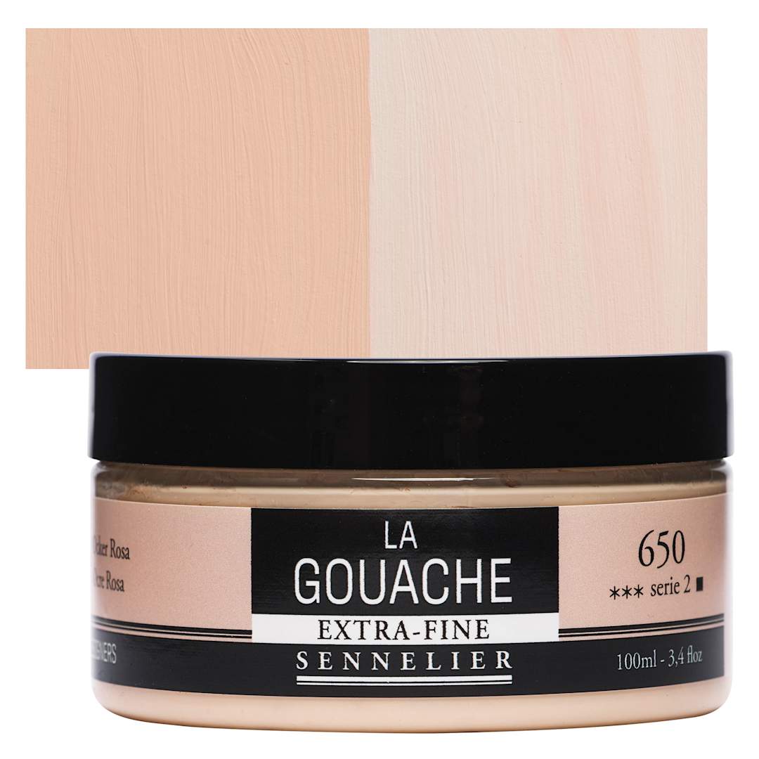 Open in modal - Sennelier Extra Fine Gouache - Rose Ochre, 100 ml Jar and swatch