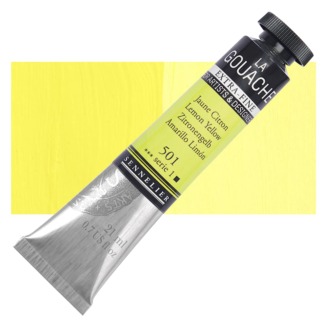 Open in modal - Sennelier Extra Fine Gouache - Lemon Yellow, 21 ml Tube and swatch