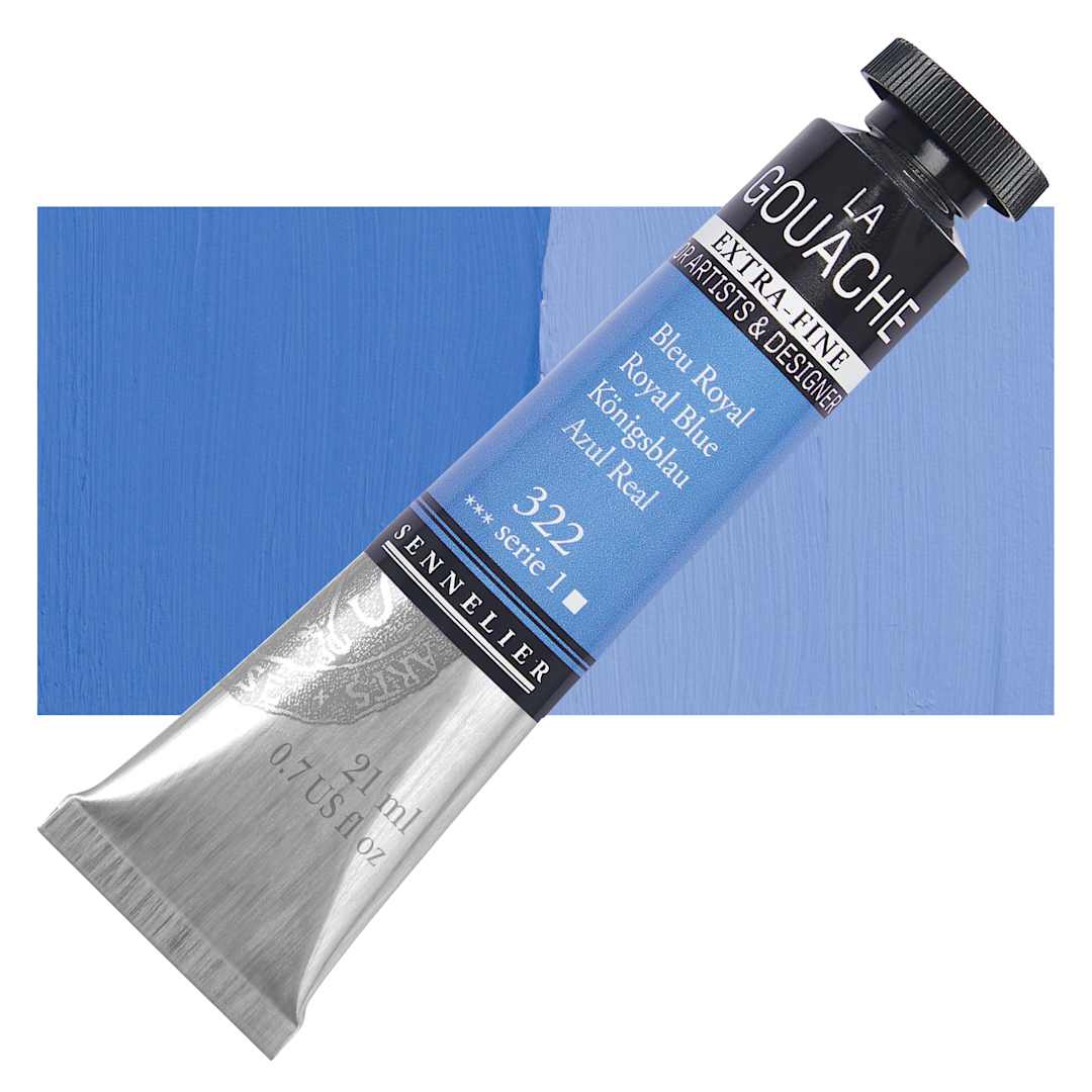 Open in modal - Sennelier Extra Fine Gouache - Royal Blue, 21 ml Tube and swatch