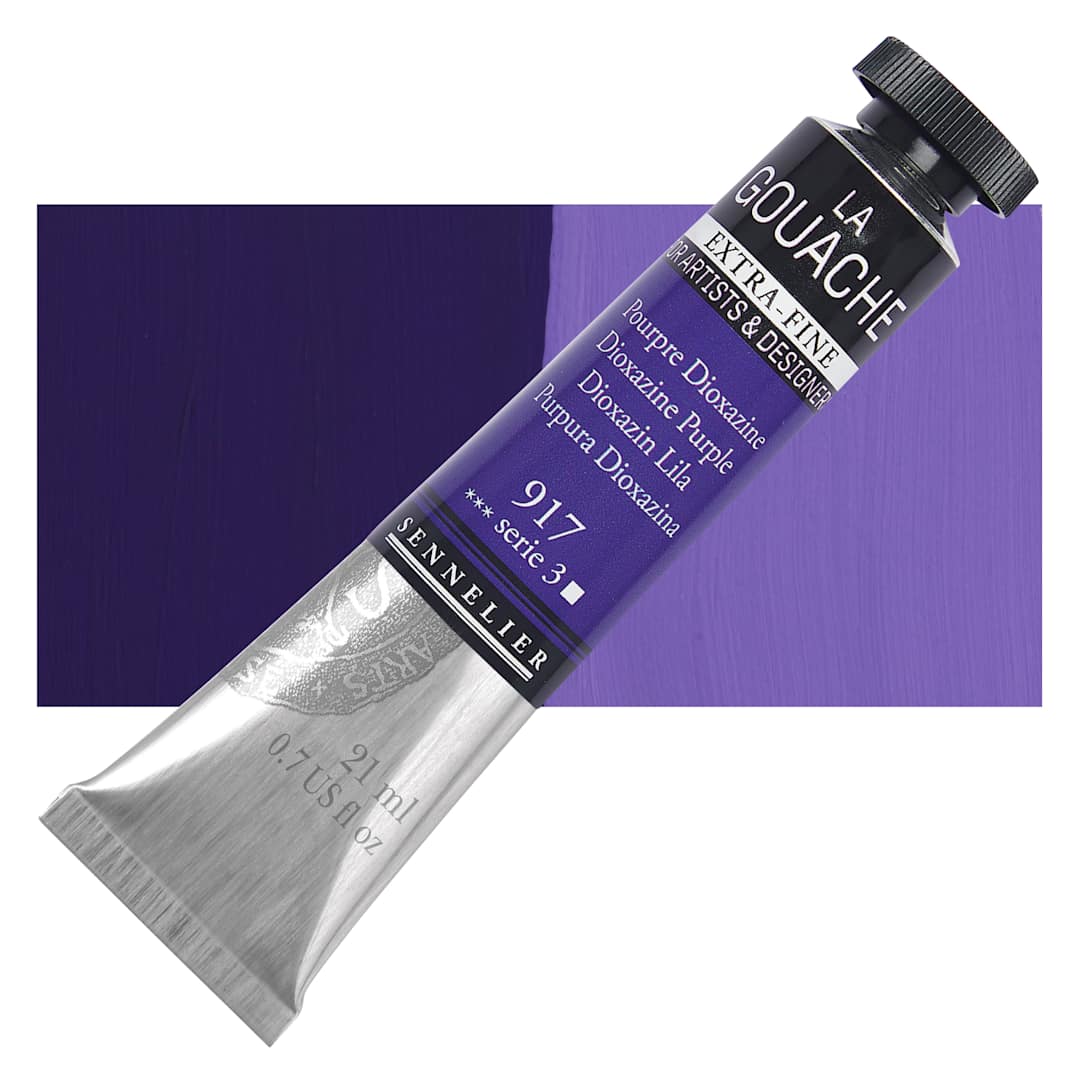 Open in modal - Sennelier Extra Fine Gouache - Dioxazine Purple, 21 ml Tube and swatch