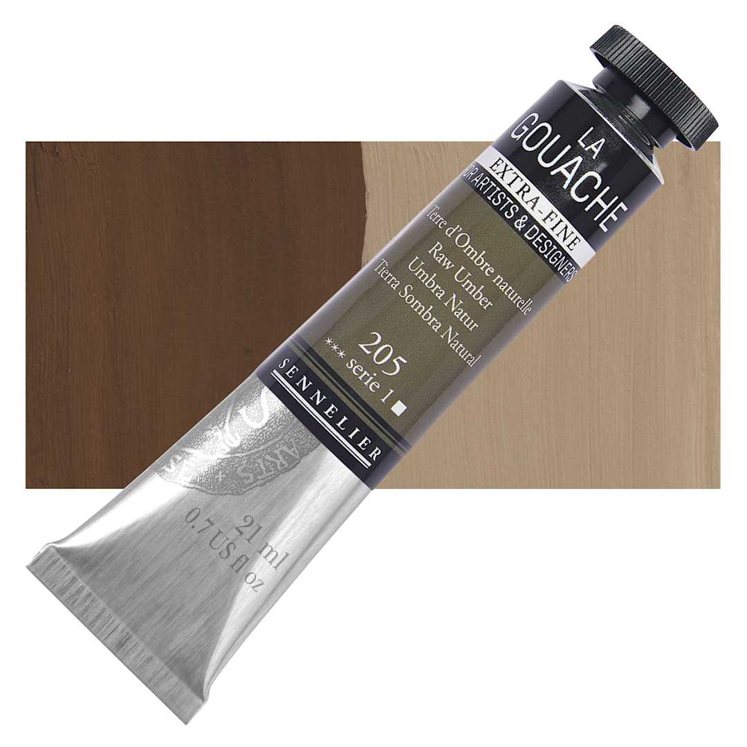 Open in modal - Sennelier Extra Fine Gouache - Raw Umber, 21 ml Tube and swatch