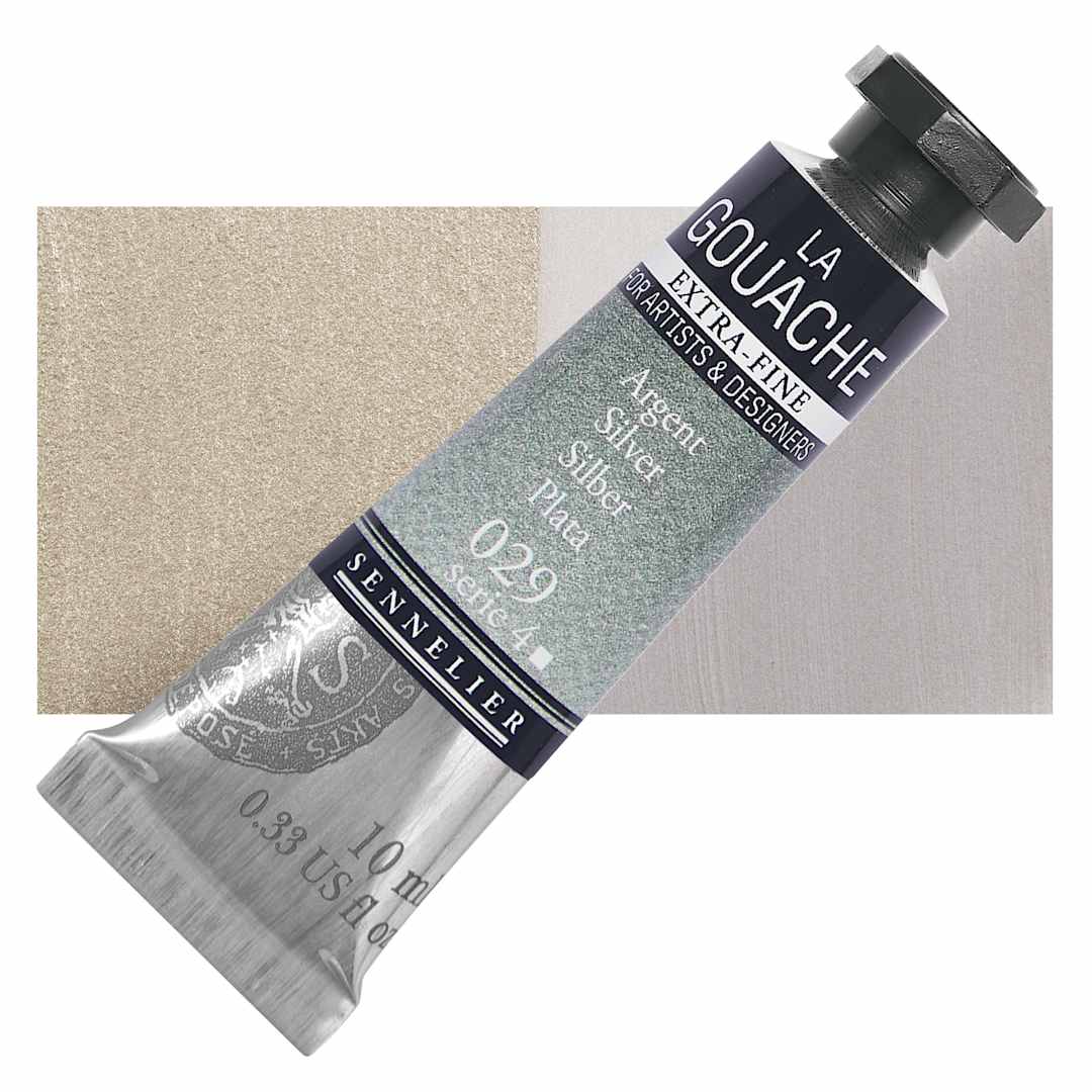 Open in modal - Sennelier Extra Fine Gouache - Silver, 10 ml Tube and swatch