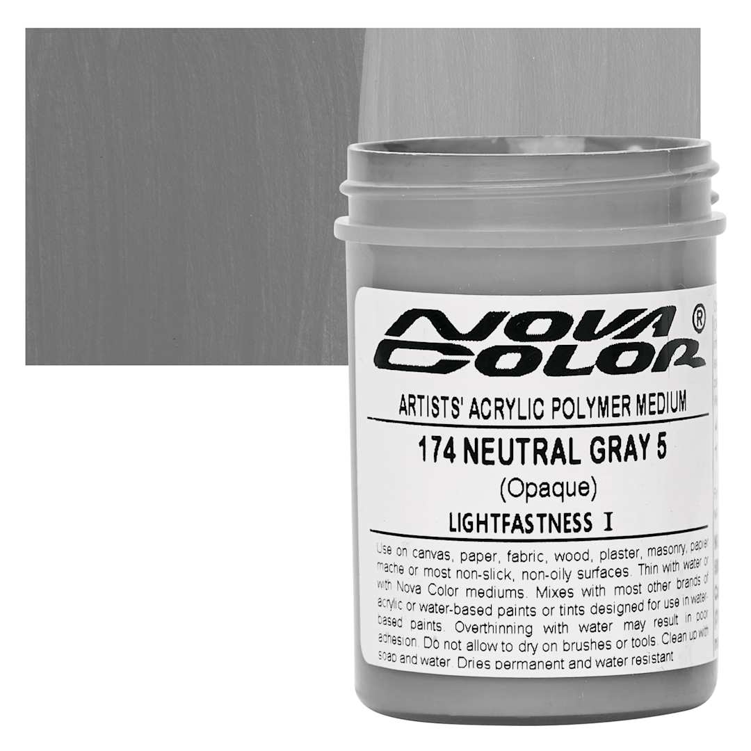 Open in modal - Nova Color Artists’ Acrylic Polymer Paint - Neutral Gray 5, 118 ml Jar