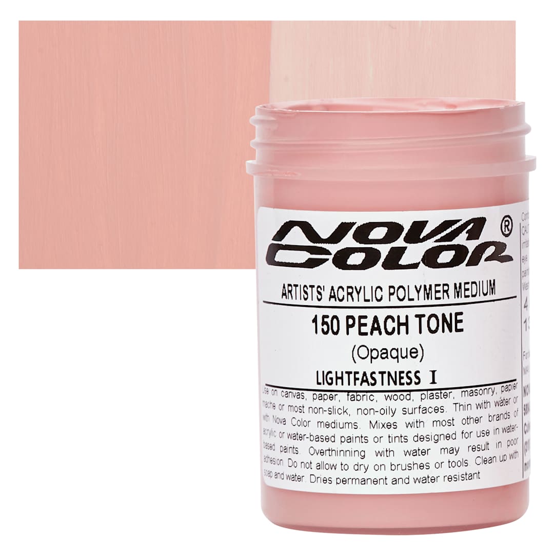 Open in modal - Nova Color Artists’ Acrylic Polymer Paint - Peach Tone, 118 ml Jar and swatch
