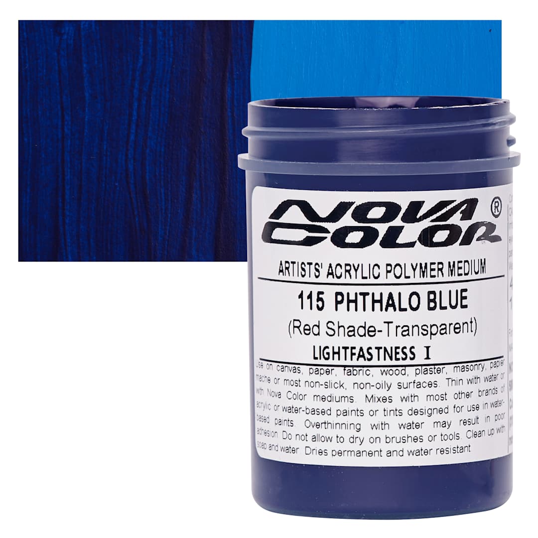 Open in modal - Nova Color Artists’ Acrylic Polymer Paint - Phthalo Blue Red Shade, 118 ml Jar