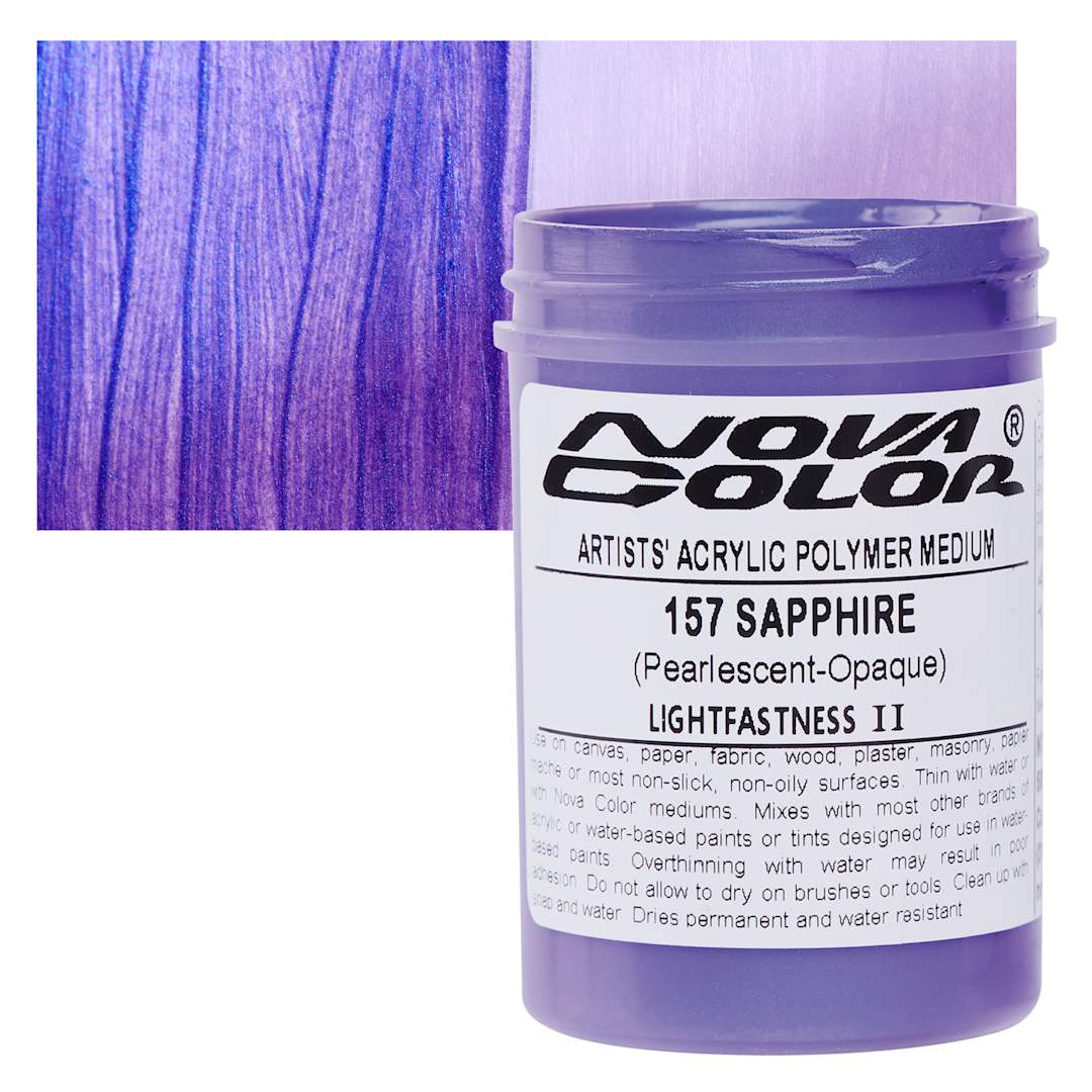 Open in modal - Nova Color Artists’ Acrylic Polymer Paint - Sapphire Pearl, 118 ml Jar