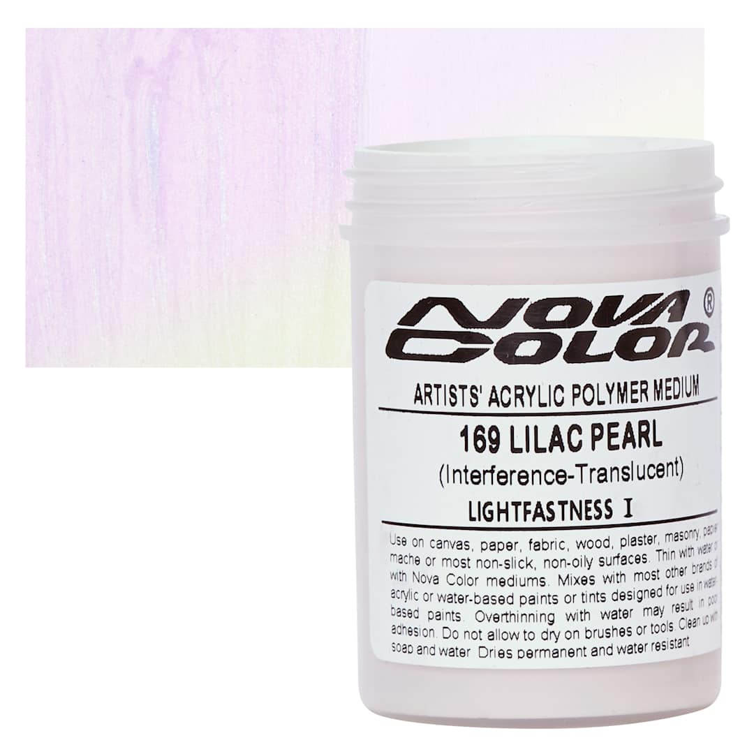 Open in modal - Nova Color Artists’ Acrylic Polymer Paint - Lilac Pearl, 118 ml Jar and swatch