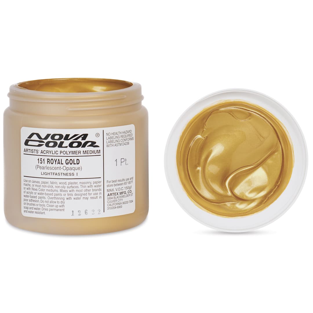 Open in modal - Nova Color Artists’ Acrylic Polymer Paint - Royal Gold Pearl, 473 ml Jar