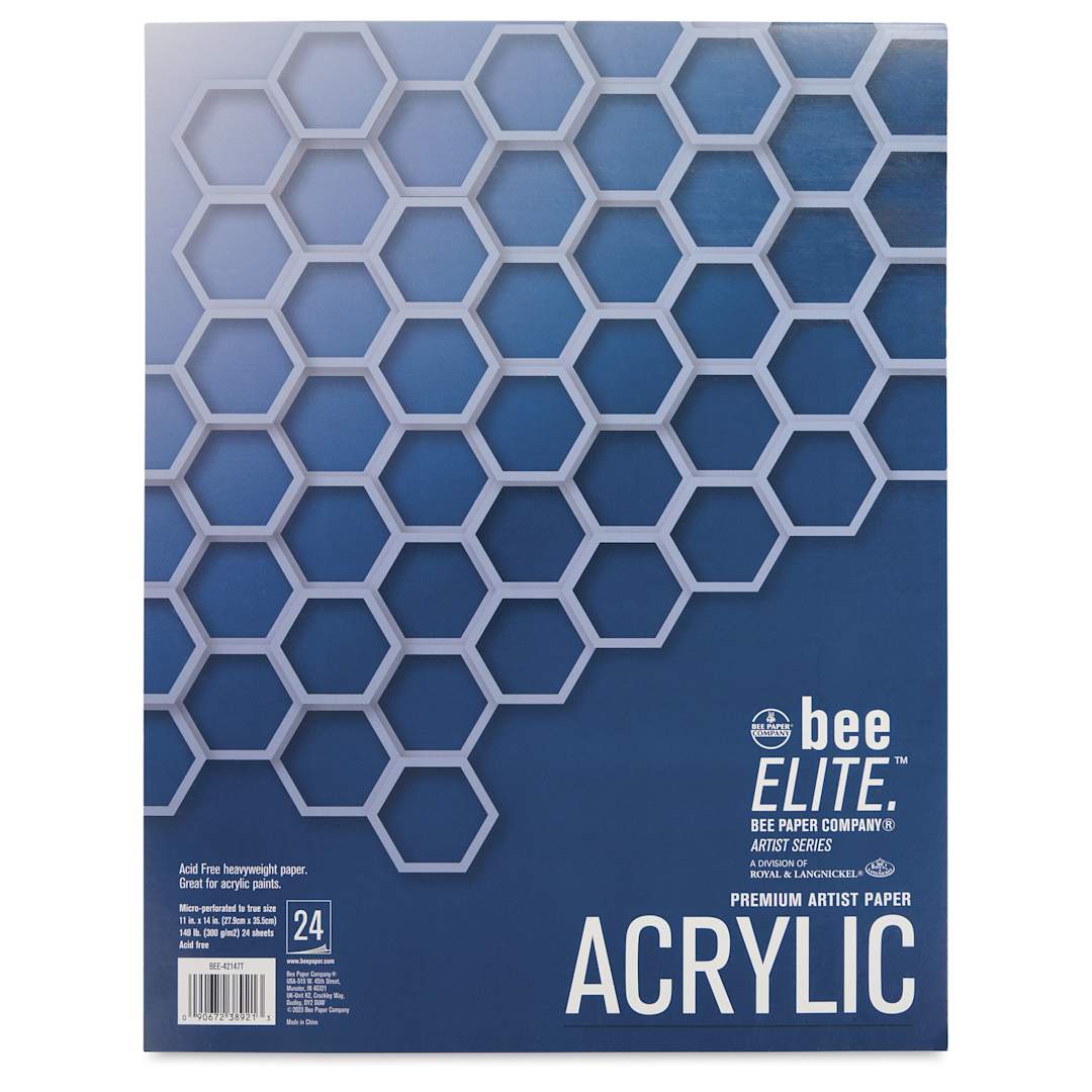Open in modal - Bee Elite Tapebound Acrylic Pad - 11" x 14", 140 lb, 24 Sheets, front cover