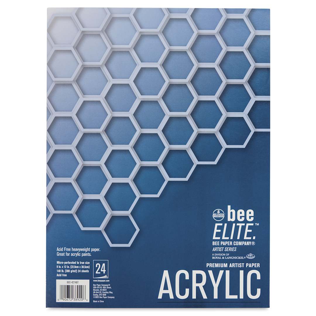 Open in modal - Bee Elite Tapebound Acrylic Pad - 9" x 12", 140 lb, 24 Sheets, front cover