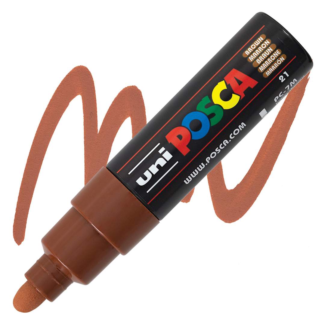 Open in modal - Posca Paint Marker - Brown, Broad Bullet Tip, 4.5 mm - 5.5 mm - marker and swatch