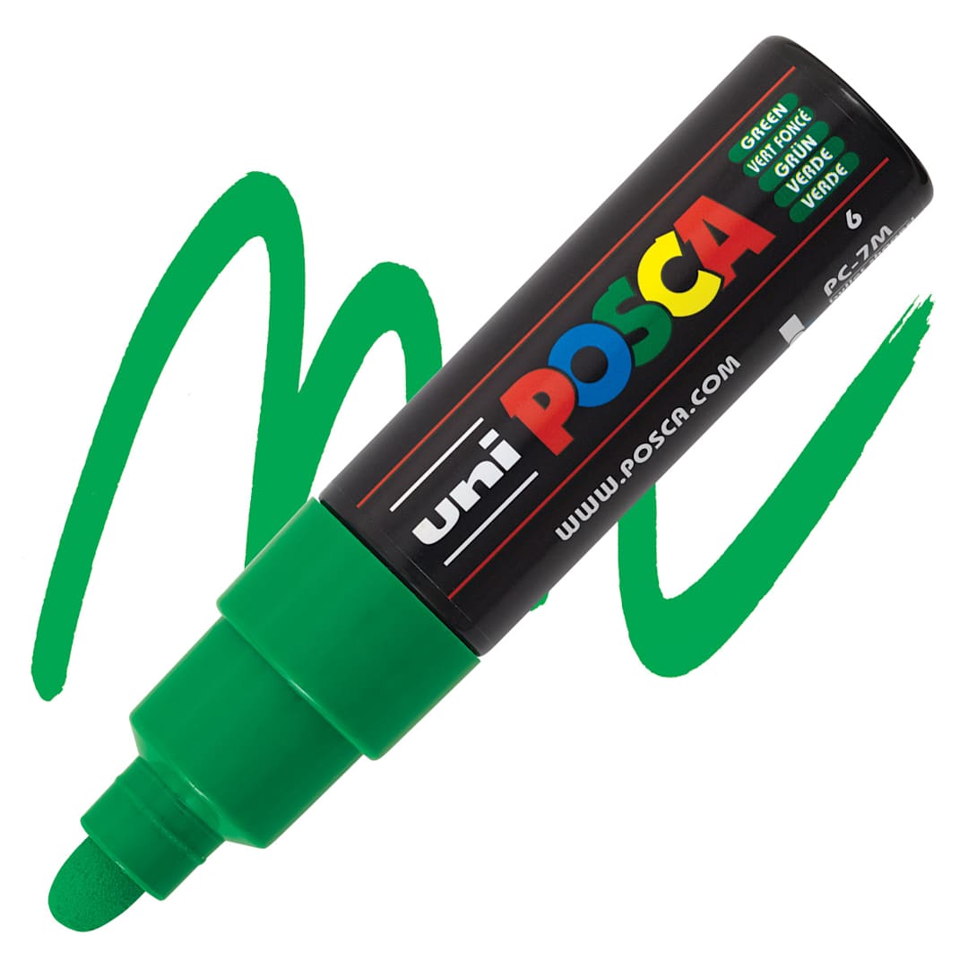 Open in modal - Posca Paint Marker - Green, Broad Bullet Tip, 4.5 mm - 5.5 mm - marker and swatch