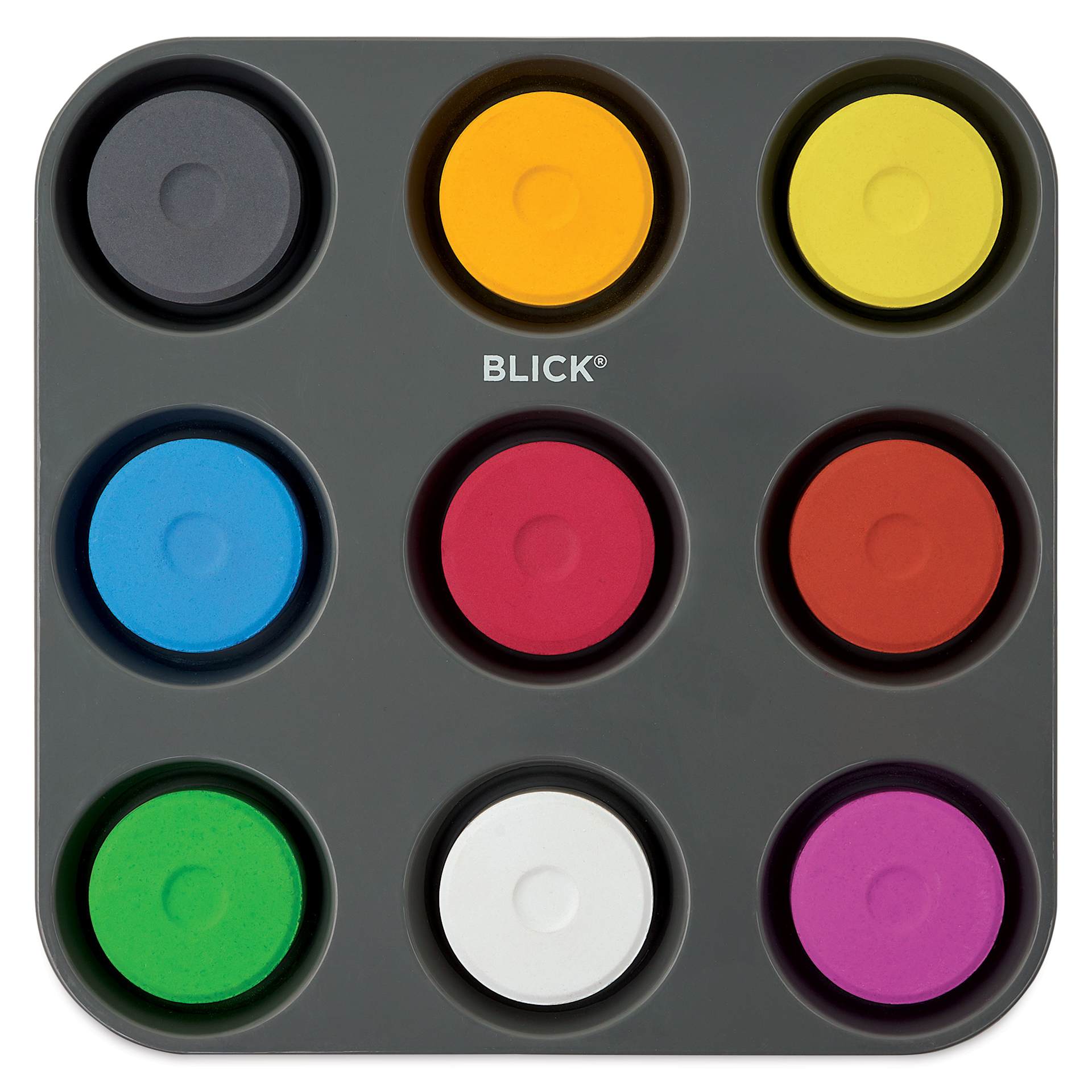 Blick Essentials Tempera Cakes - Set of 9 with Tray, Large, Secondary Colors