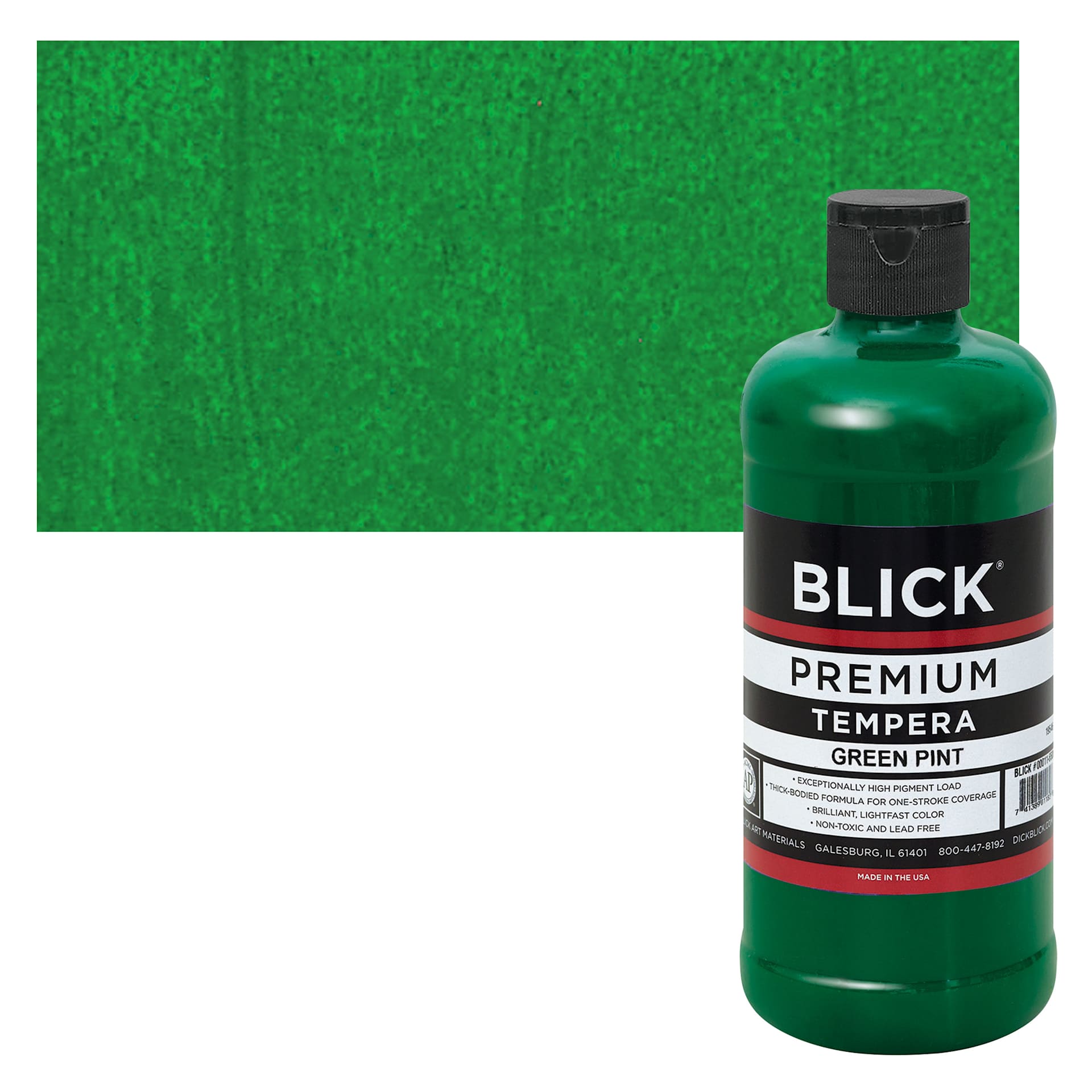 Blick Premium Grade Tempera - Green, Pint and swatch