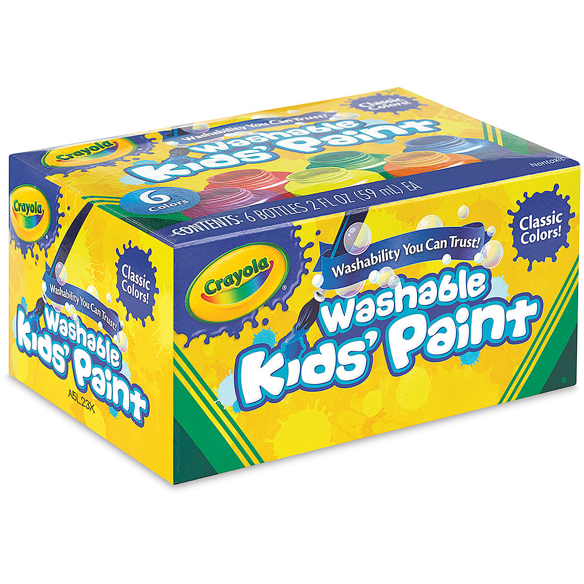 Crayola Washable Kids' Paints - Classic Colors, Set of 6, packaging