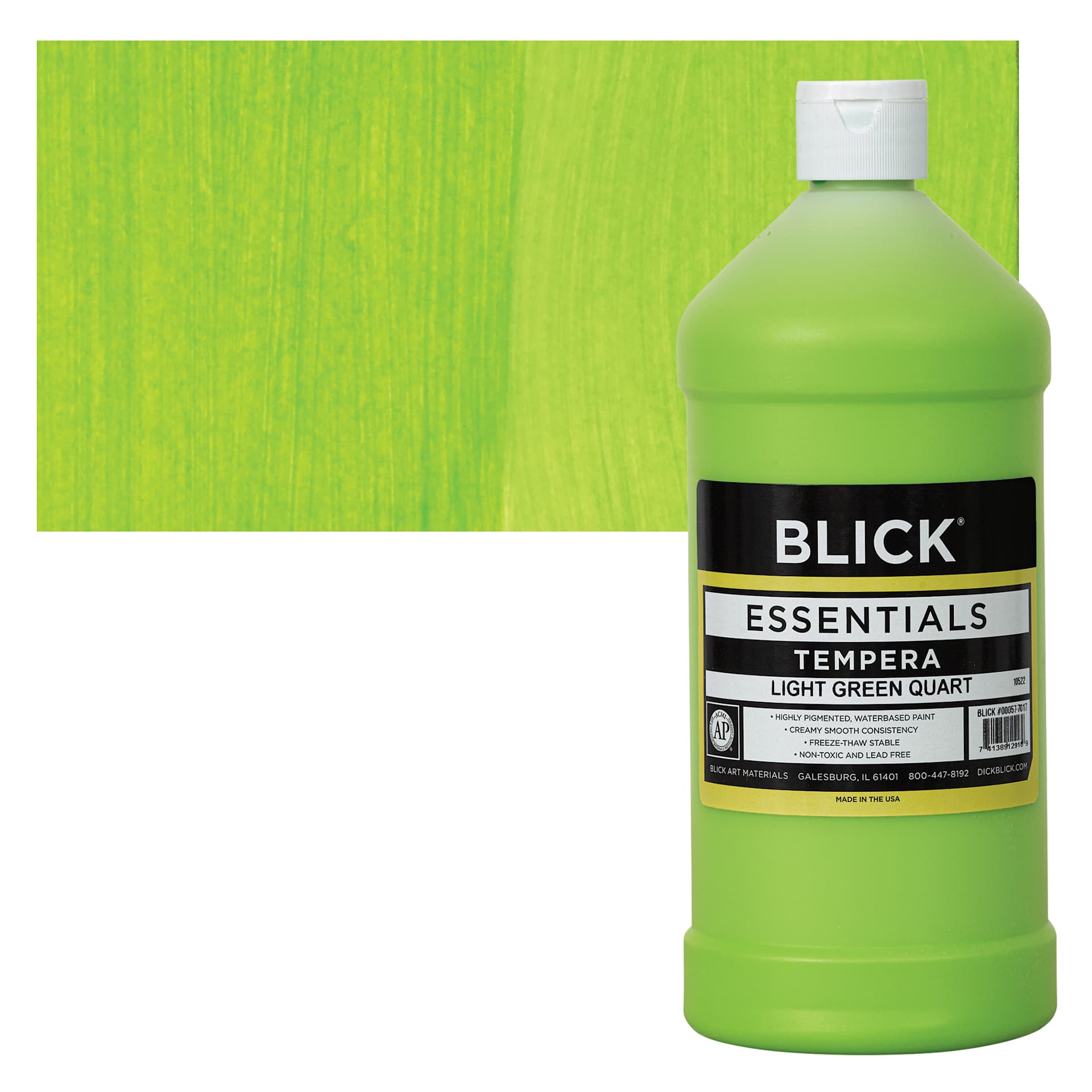 Blick Essentials Tempera - Light Green, Quart and swatch