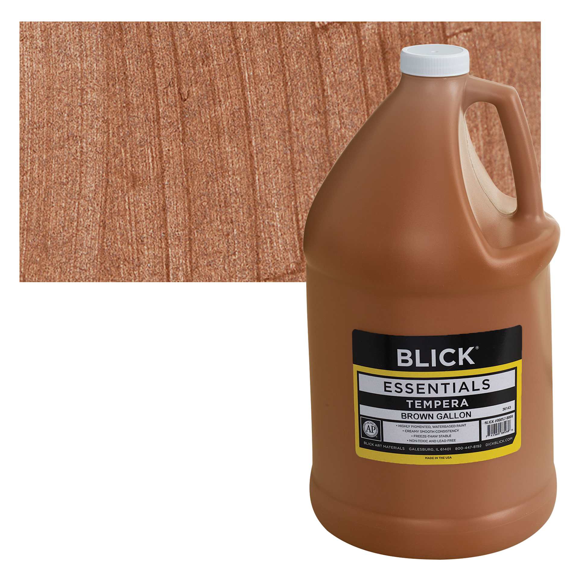 Blick Essentials Tempera - Brown, Gallon and swatch