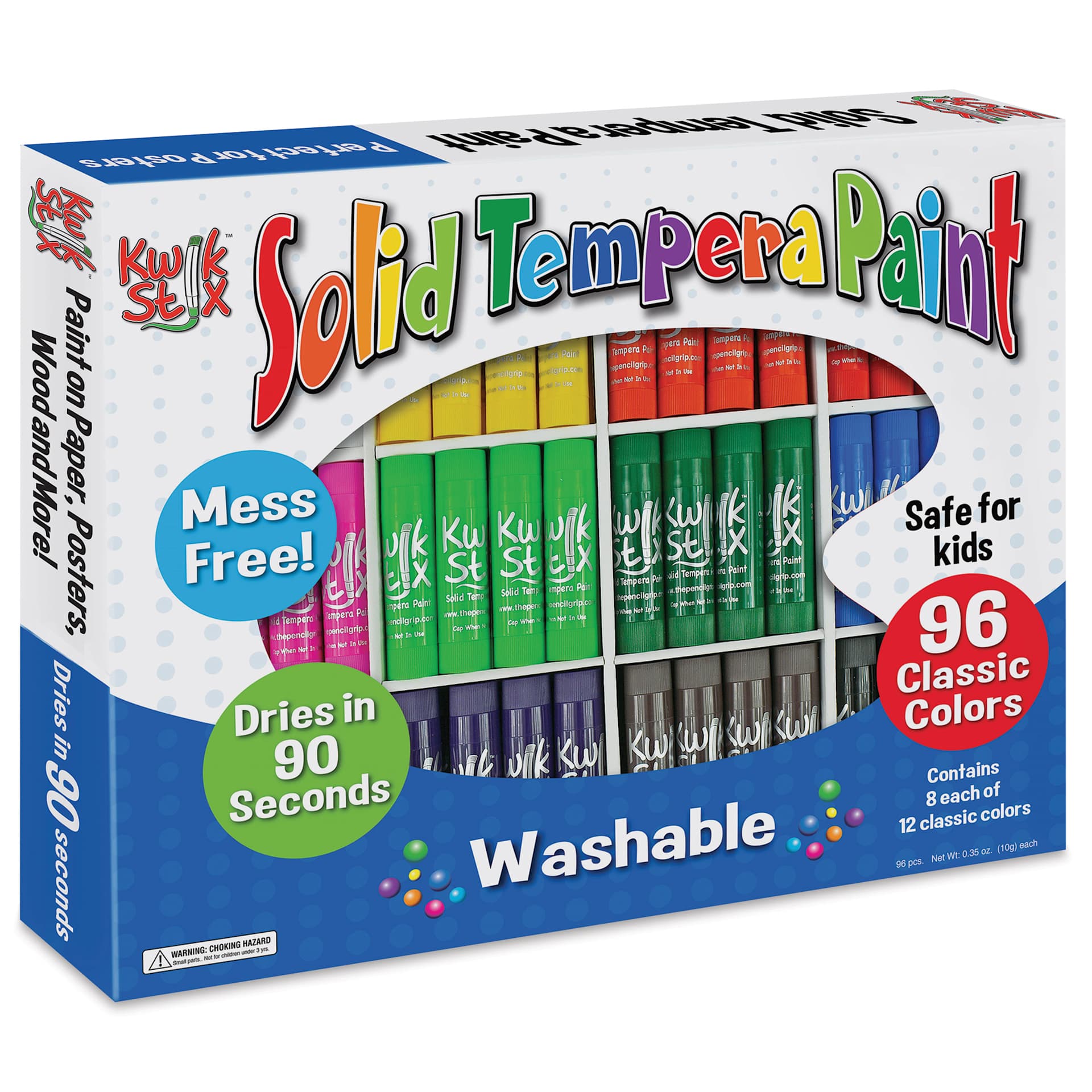 Kwik Stix Tempera Paint - Primary Colors, Set of 96
