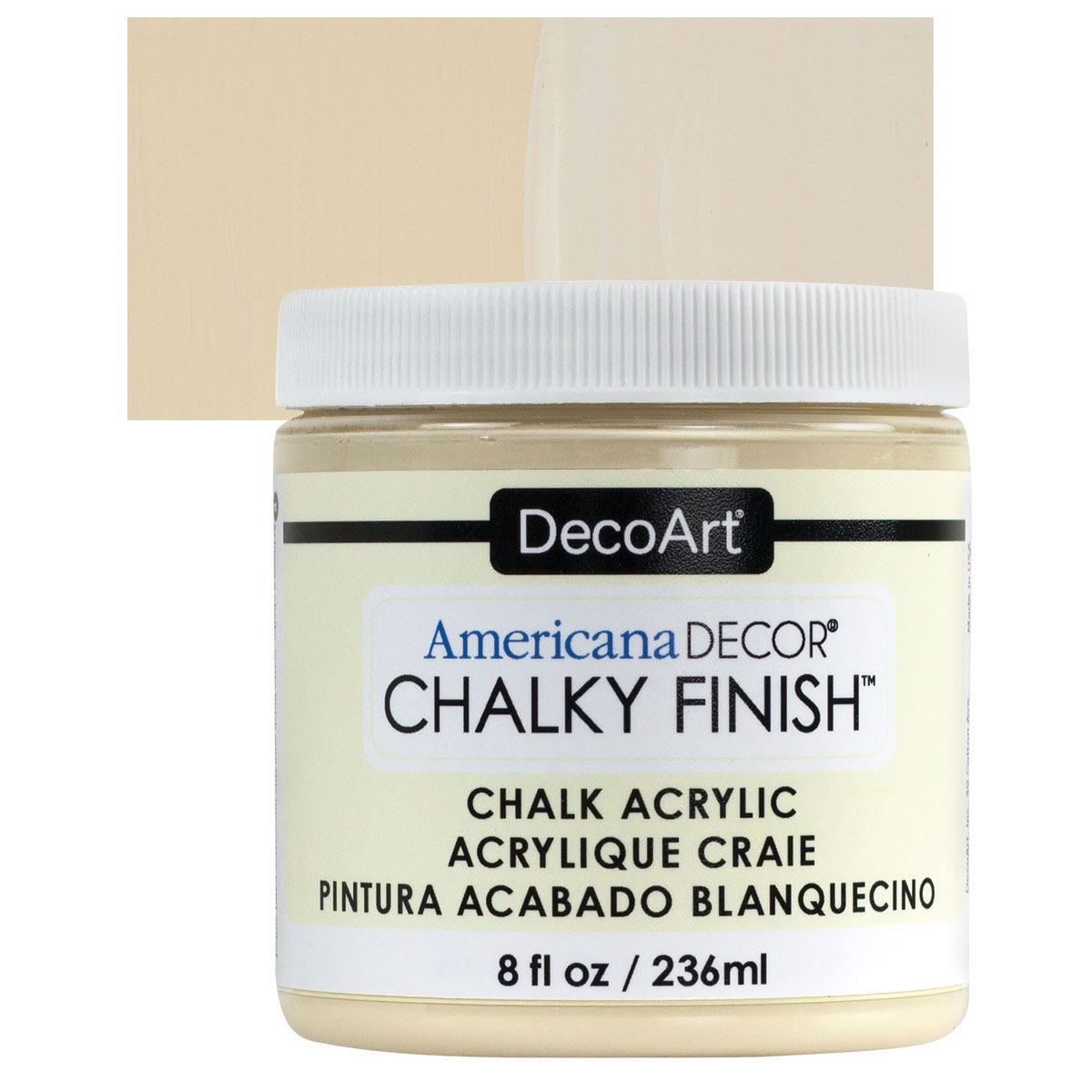 DecoArt Americana Decor Chalky Finish Paint - Whisper, 8 oz jar and swatch