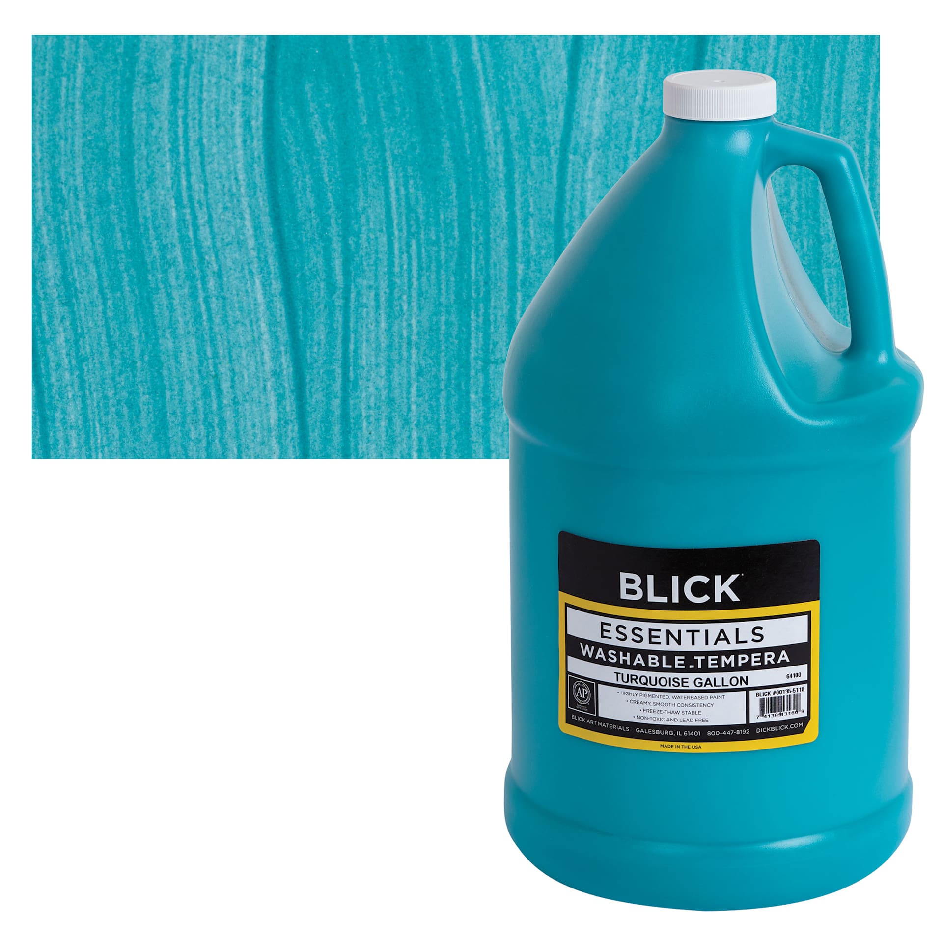 Blick Washable Tempera Paint - Turquoise, Gallon and swatch