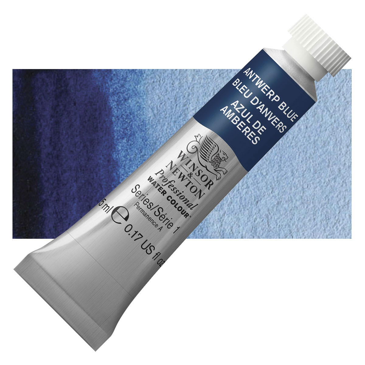 Winsor & Newton Professional Watercolor - Antwerp Blue, 5 ml Tube and swatch