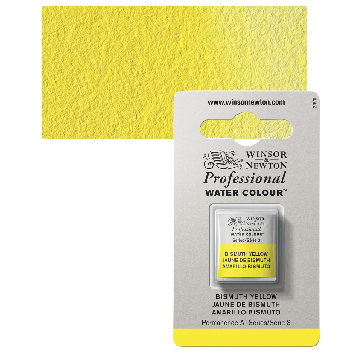 Winsor & Newton Professional Watercolor - Bismuth Yellow, Half Pan and swatch