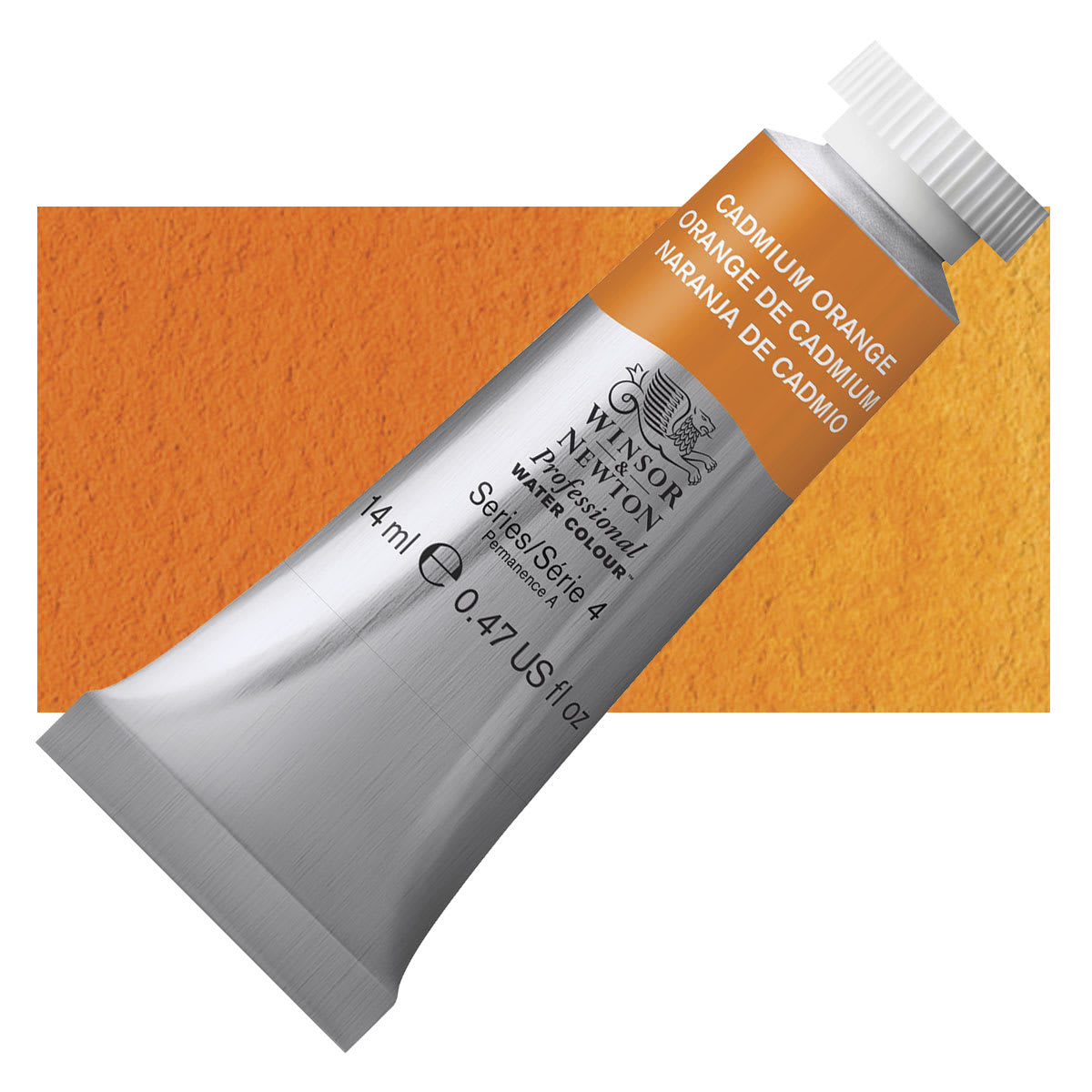 Winsor & Newton Professional Watercolor - Cadmium Orange, 14 ml Tube and swatch