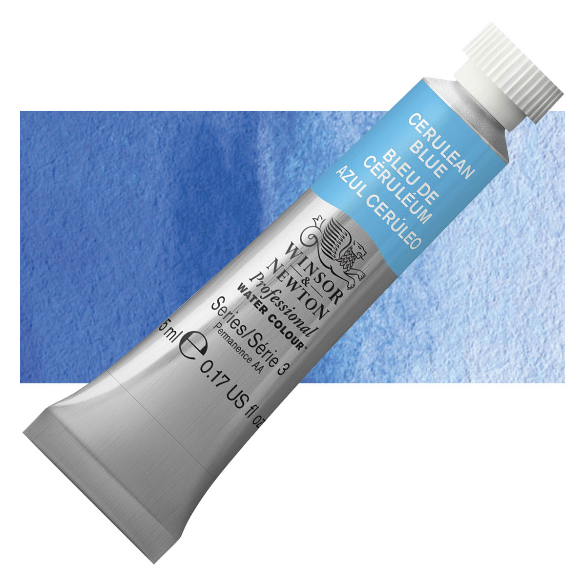 Winsor & Newton Professional Watercolor - Cerulean Blue, 5 ml Tube and swatch