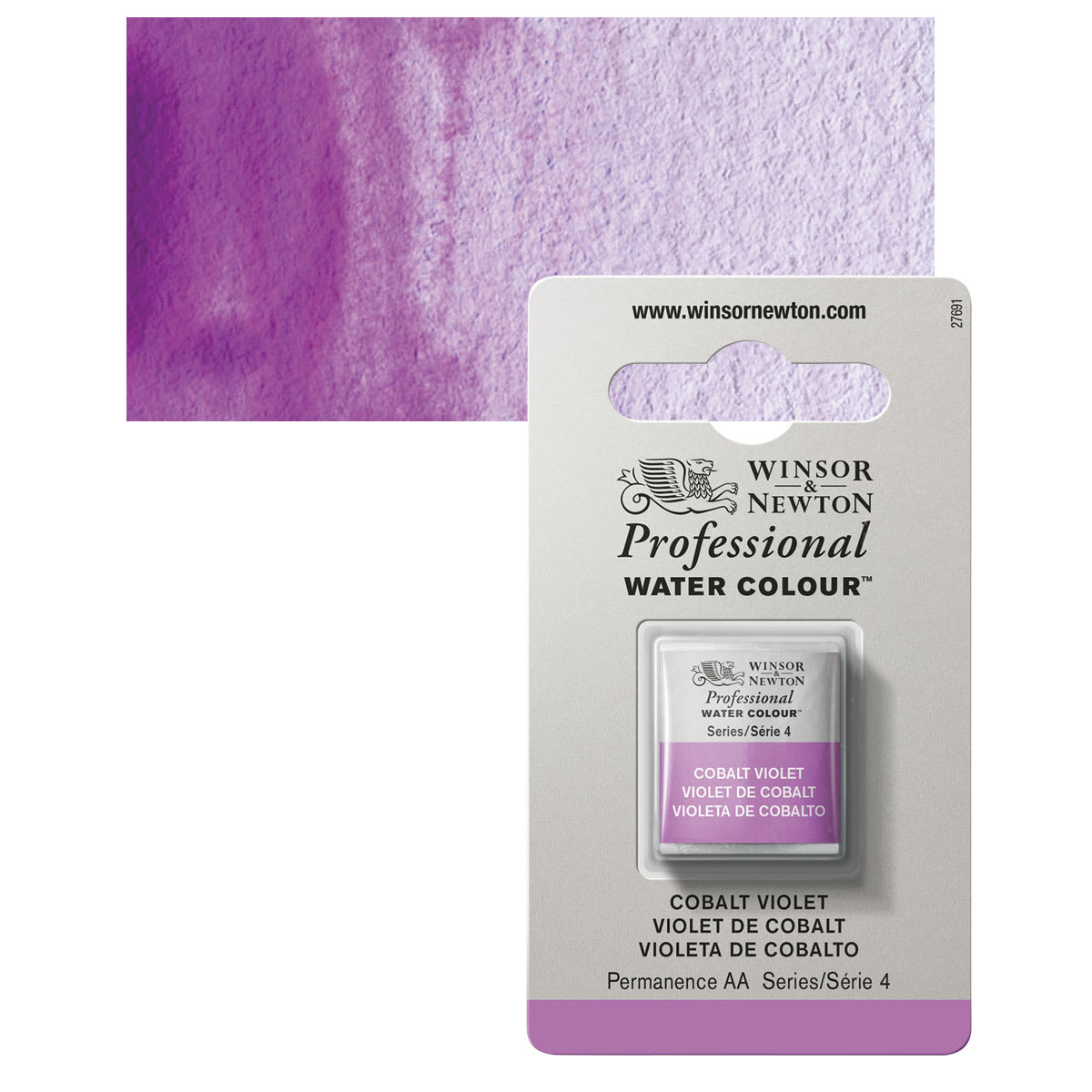 Winsor & Newton Professional Watercolor - Cobalt Violet, Half Pan and swatch