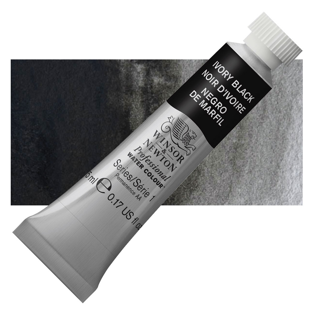 Winsor & Newton Professional Watercolor - Ivory Black, 5 ml Tube and swatch