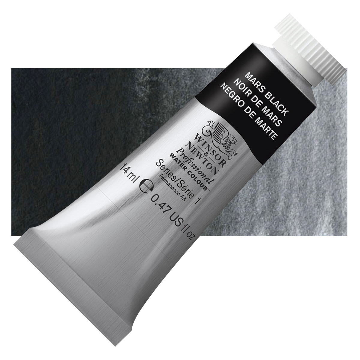 Winsor & Newton Professional Watercolor - Mars Black, 14 ml Tube and swatch