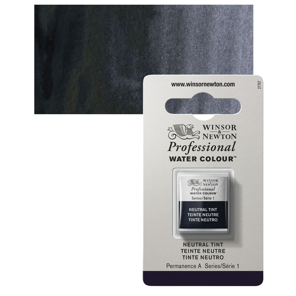 Winsor & Newton Professional Watercolor - Neutral Tint, Half Pan and swatch