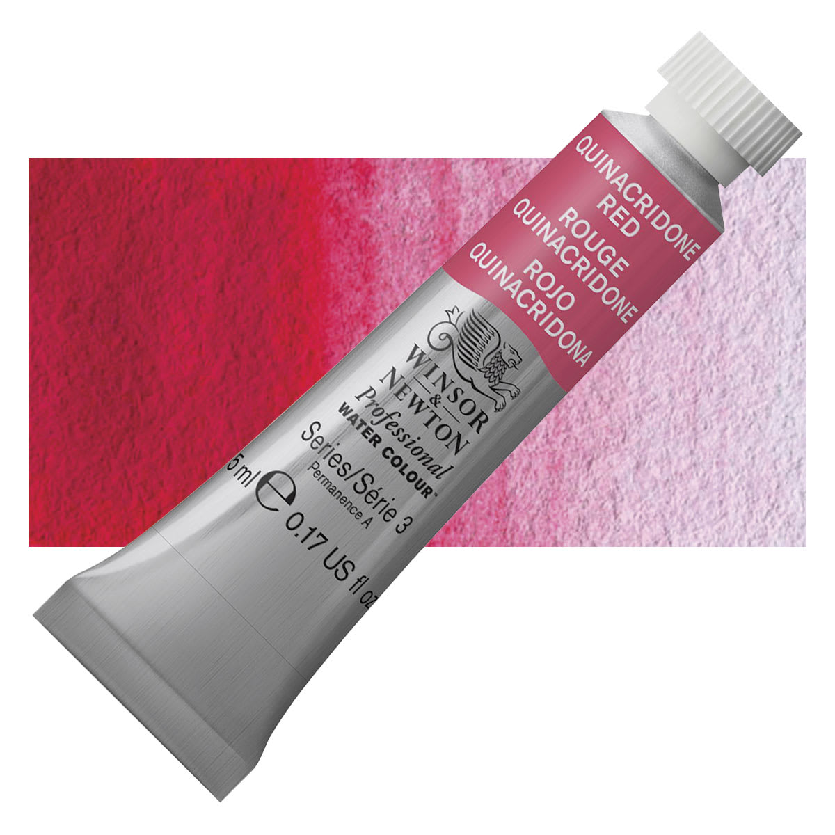 Winsor & Newton Professional Watercolor - Quinacridone Red, 5 ml Tube and swatch